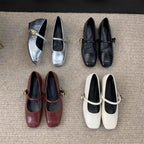 Damen Ballerinas mit eleganter Schnalle und metallischer Oberfläche R&B