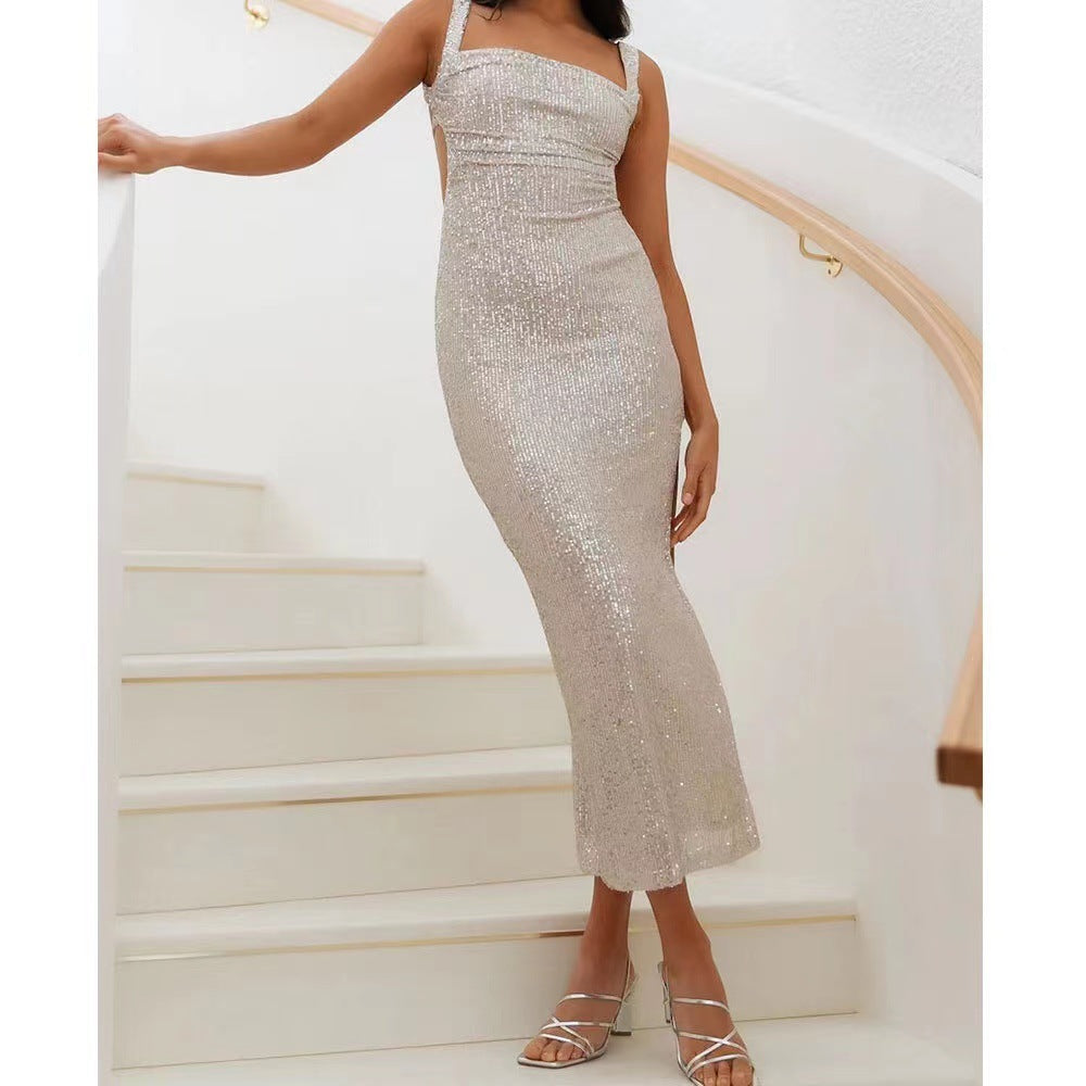 Damen Glamouröses Pailletten-Abendkleid im figurbetonten Design R&B