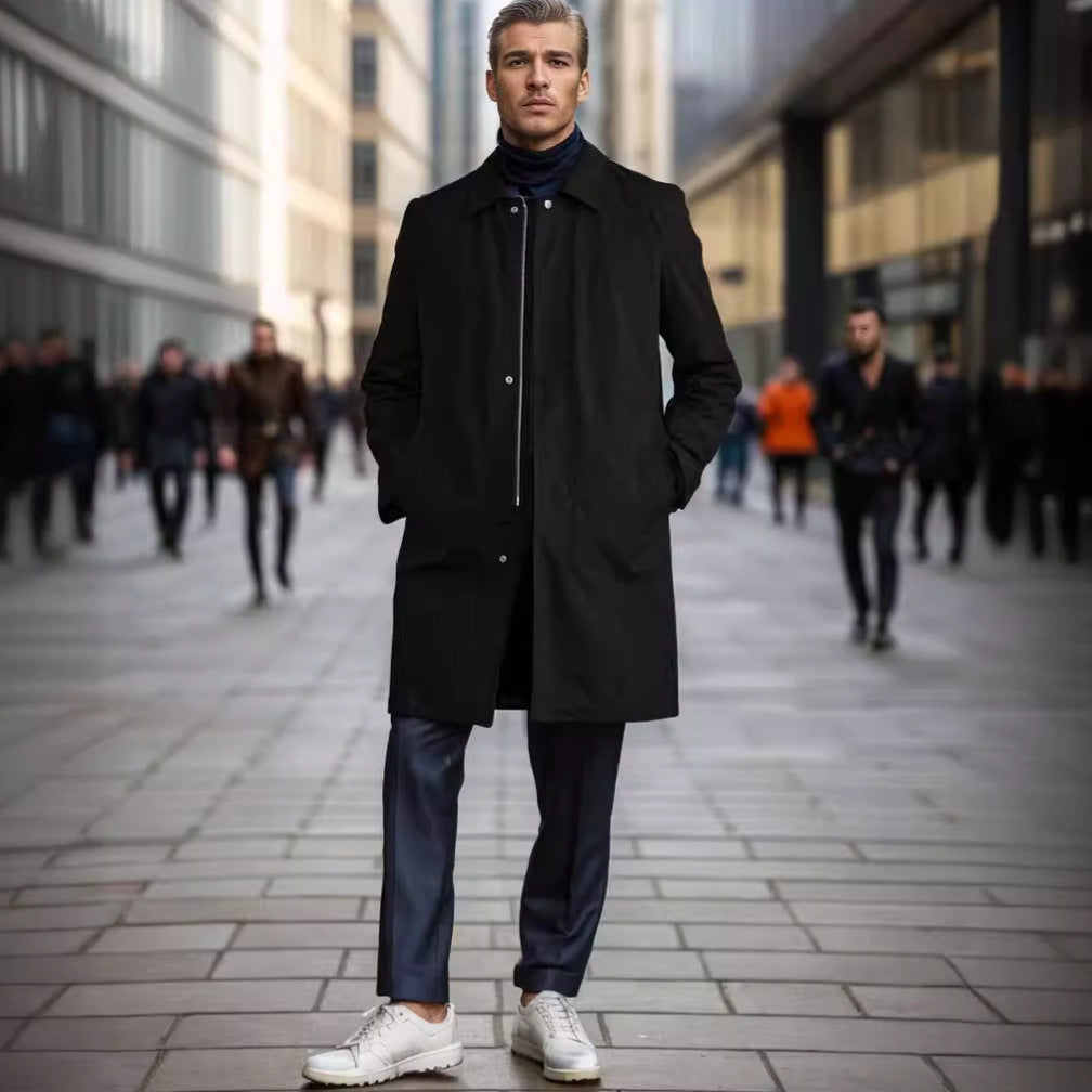 Herren eleganter Übergangsmantel mit praktischen Taschen und modernem Kragen R&B