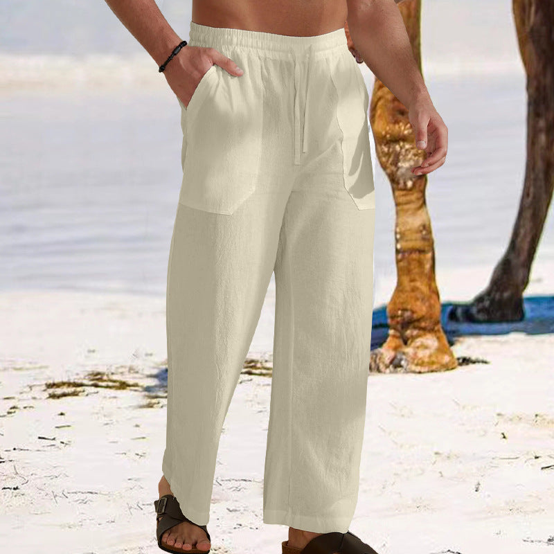 Herren Bequeme Leinenfreizeithose mit elastischem Bund und praktischen Seitentaschen R&B