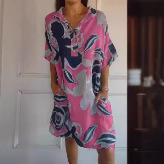 Damen lässiges Kapuzenkleid mit floralem Design R&B