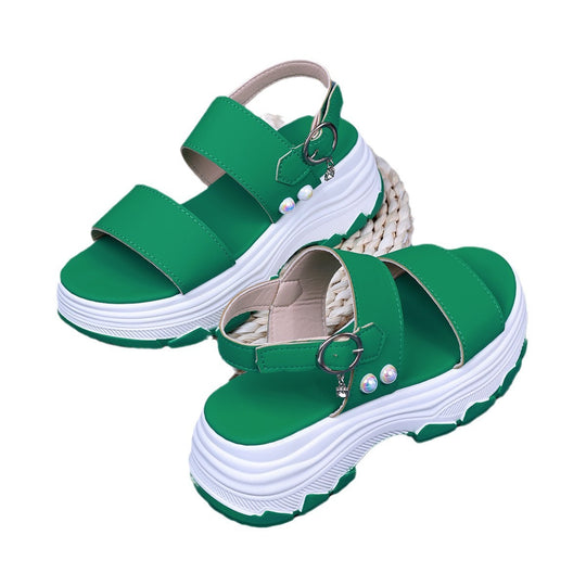 Damen Komfortable Plateau-Sandalen mit breiten Riemen und innovativer Sohle R&B