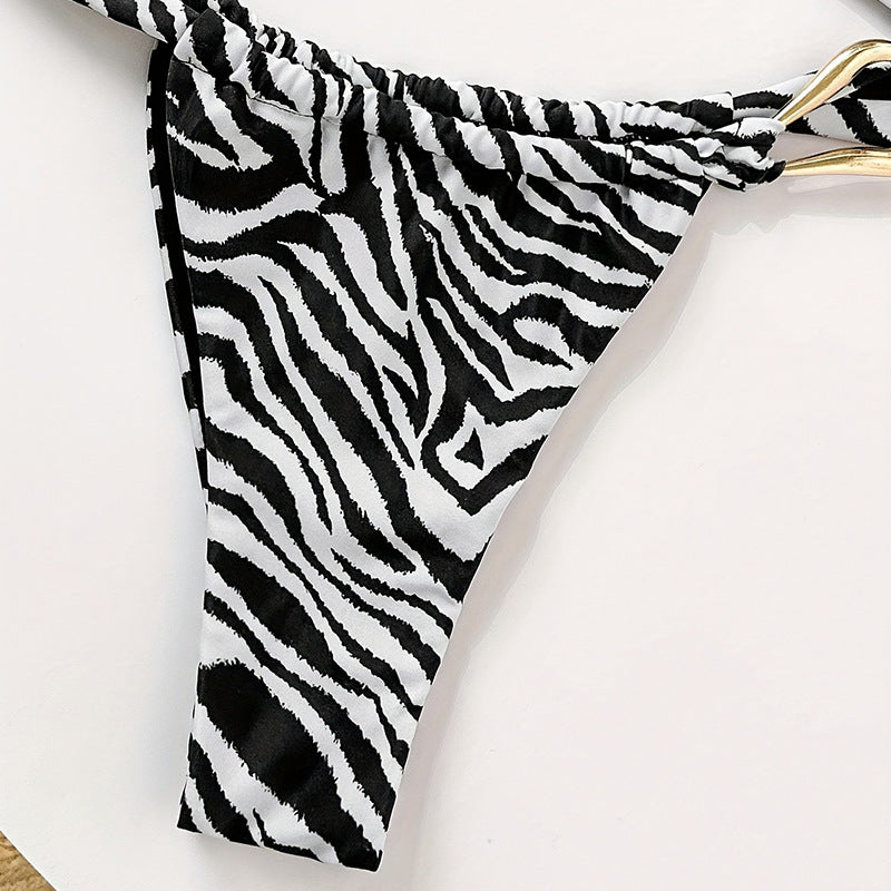 Damen Bandeau-Bikini mit hochwertigem Gold-Detail und elastischem Schnitt R&B