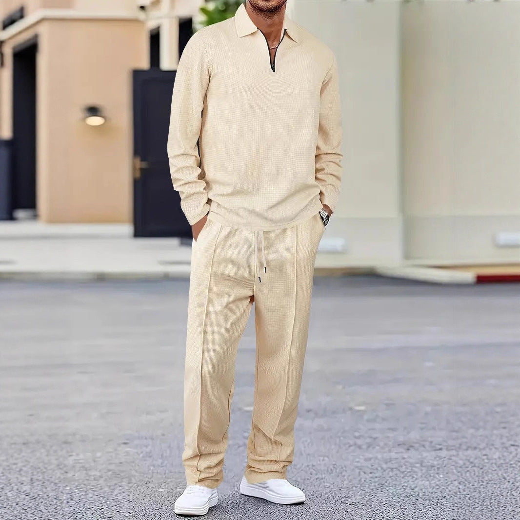 Herren Sportliches Relaxed-Fit Freizeitset mit Stehkragen R&B
