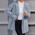 Damen lässige Fleecejacke mit strukturiertem Design und Kapuze