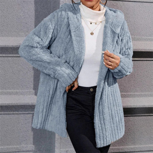 Damen lässige Fleecejacke mit strukturiertem Design und Kapuze R&B