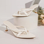 Damen elegante Slide-Sandalen mit zarten Riemen und komfortablem Absatz R&B