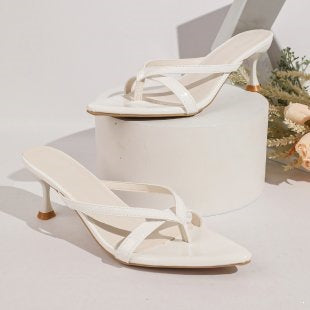 Damen elegante Slide-Sandalen mit zarten Riemen und komfortablem Absatz R&B