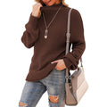 Damen Grobstrickpullover mit hochstehendem Kragen und lässigem Schnitt