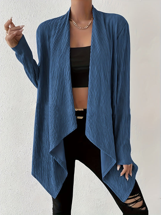 Damen Langärmlige Strickjacke mit strukturiertem Design und offenem Schnitt R&B