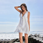 Damen luftiges Strandkleid mit verstellbarem Kordelzug R&B