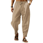 Herren nan lockere Sommer-Slouch-Hose aus Leinenmix mit elastischem Bund und konischem Knöchelabschluss R&B