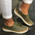 Damen Komfortable Slip-On Sneakers mit atmungsaktivem Obermaterial und dekorativen Fransen