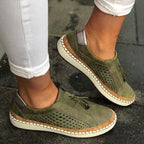 Damen Komfortable Slip-On Sneakers mit atmungsaktivem Obermaterial und dekorativen Fransen