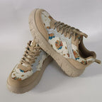 Damen nan modische Plateau-Sneaker mit floralem Canvasmuster und Velourslederbesatz R&B