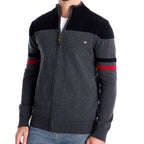 Herren sportliche Strickjacke mit hohem Kragen und Reißverschluss