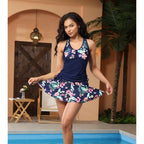 Damen Badeanzug mit modischem Rock und floralen Akzenten R&B