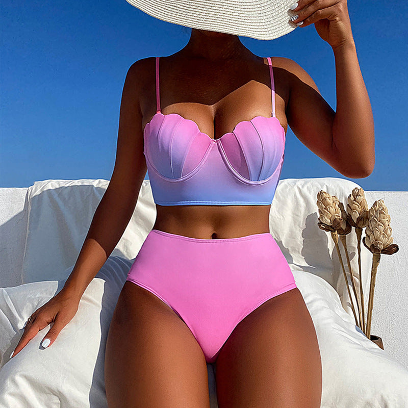 Damen Bikini-Oberteil mit Muschelform und hohem Bund R&B