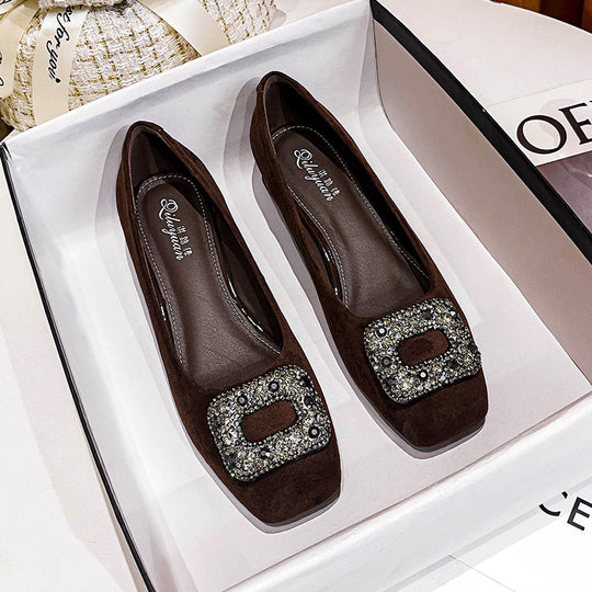 Damen elegante Ballerinas mit funkelndem Schmuck R&B