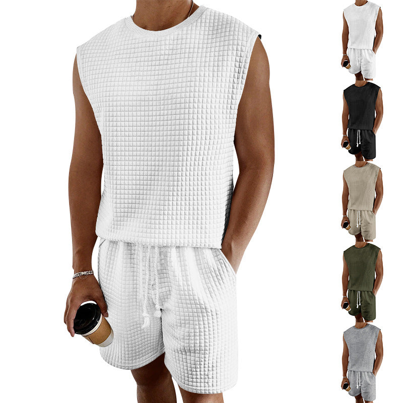 Herren Sportliches kurzärmeliges Set mit strukturiertem Design und elastischem Bund R&B