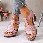 Damen Komfortable Riemchen-Sandalen mit geschwungenem Absatz und atmungsaktivem Leder R&B