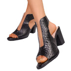 Damen Offene High Heels mit strukturiertem Obermaterial R&B
