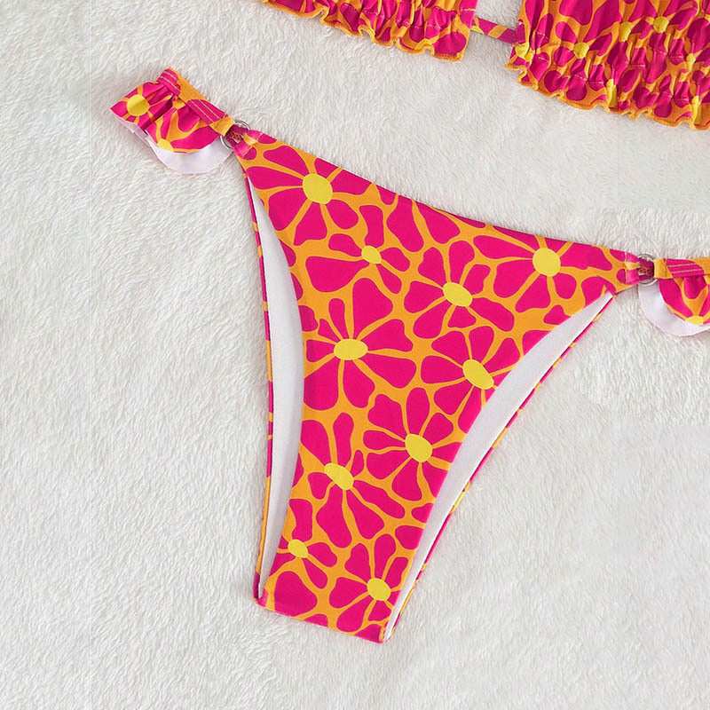 Damen Triangel-Bikini mit verstellbaren Trägern und Rüschendetails R&B