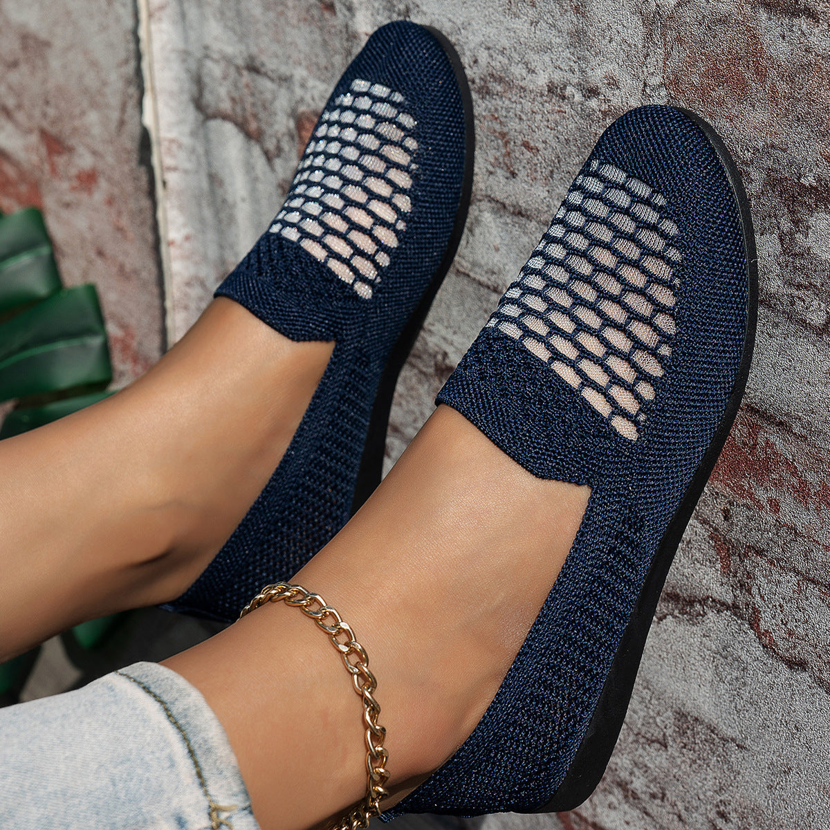 Damen komfortable Slipper mit innovativem Strickdesign R&B