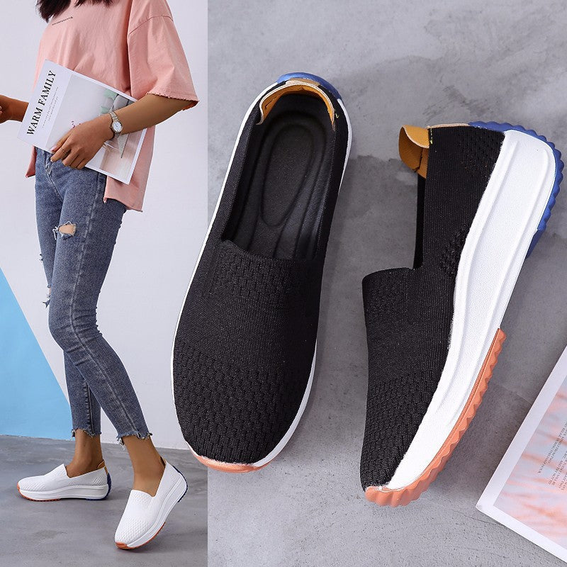 Damen sportliche Slip-On Sneakers mit atmungsaktiver Strickoberfläche R&B