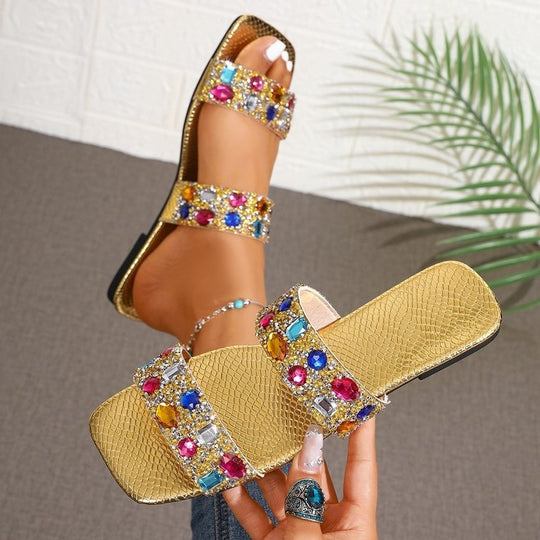 Damen elegante Flip-Flops mit funkelnden Stein-Applikationen R&B