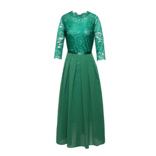 Damen Elegantes Maxikleid mit spitzen Ärmeln und feiner Chiffon-Optik R&B