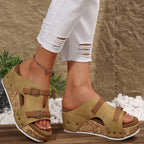 Damen Wedge-Pantoletten mit modischen Riemchen und komfortablem Fußbett R&B