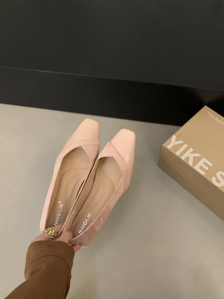 Damen elegante Ballerina-Pumps mit modischem Lederoberteil und komfortablem Fußbett R&B