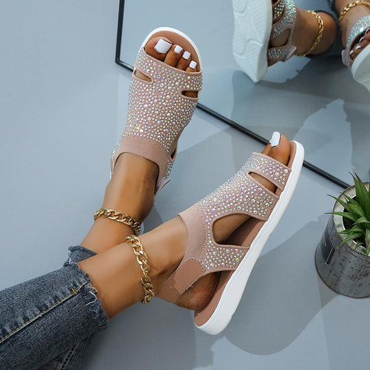 Damen komfortable Sandalen mit funkelnden Strassdetails R&B