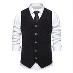 Herren elegante Cordweste mit praktischen Taschen und fein strukturiertem Design