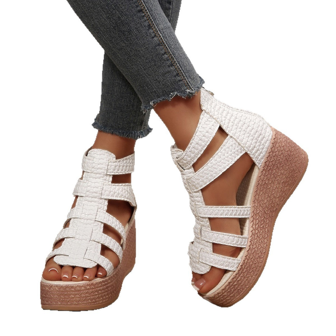 Damen Wedge-Sandalen mit geflochtenen Riemen und robustem Absatz R&B