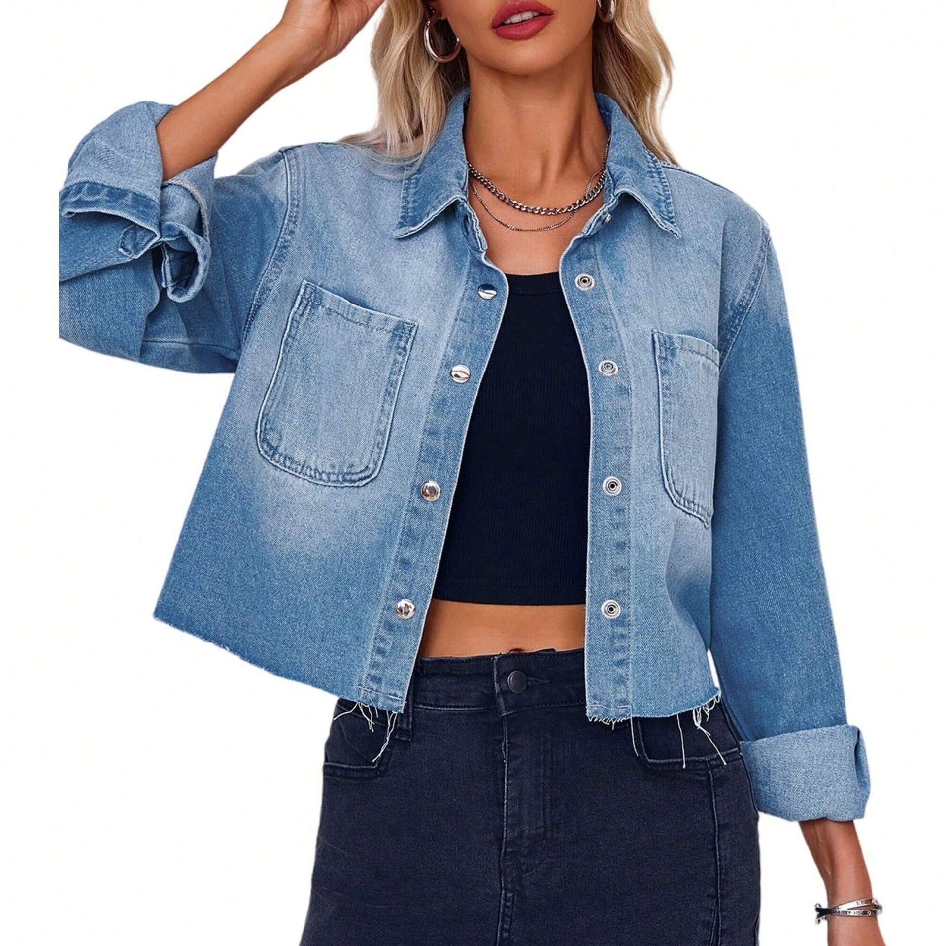 Damen Trendige Kurzjeansjacke R&B