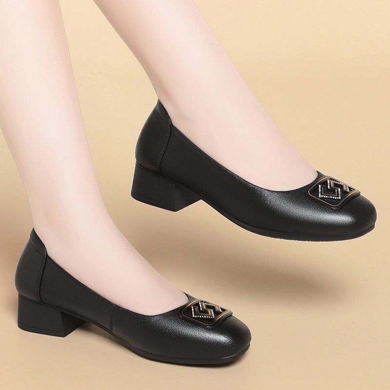 Damen Elegante Ballerinas mit modischem Schmuckdetail und bequemem Blockabsatz R&B