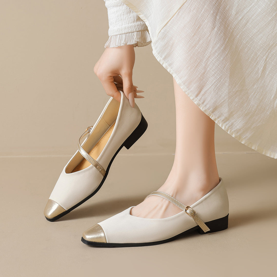 Damen Ballerinas mit modischem Riemchen und eleganter Metallspitze R&B