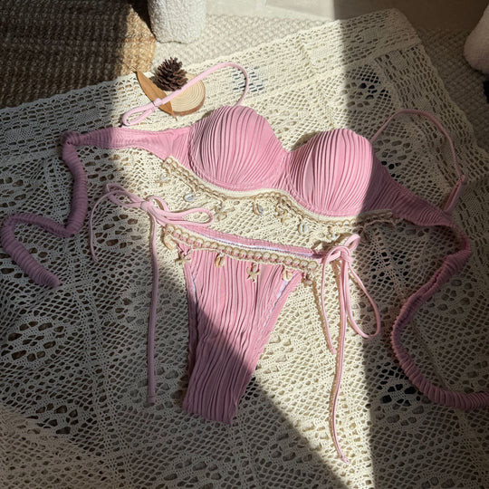 Damen luxuriöser Push-Up Bikini mit dekorativen Applikationen R&B
