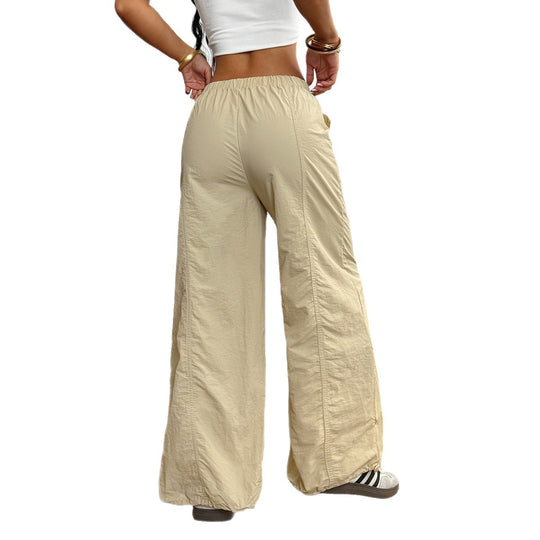 Damen Weite Leinenhose mit elastischem Bund und seitlichen Taschen R&B