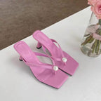 Damen elegante Slingback-Sandalen mit glamouröser Perlenapplikation EB