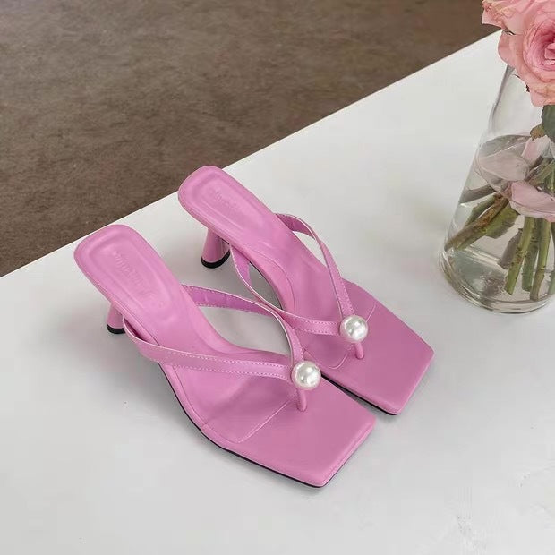 Damen elegante Slingback-Sandalen mit glamouröser Perlenapplikation EB