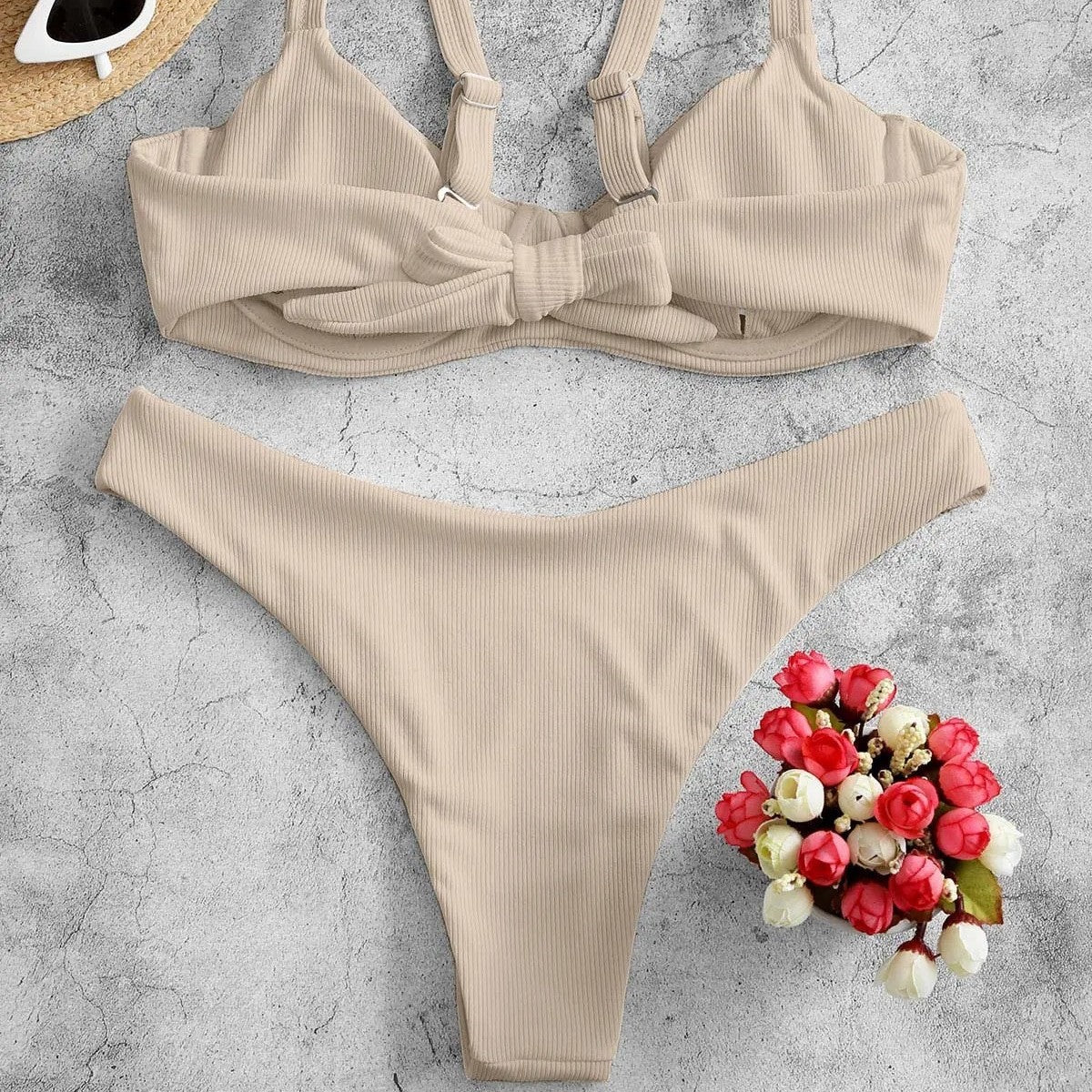 Damen Triangel-Bikini-Set mit schnittiger Form und gepolstertem Oberteil R&B