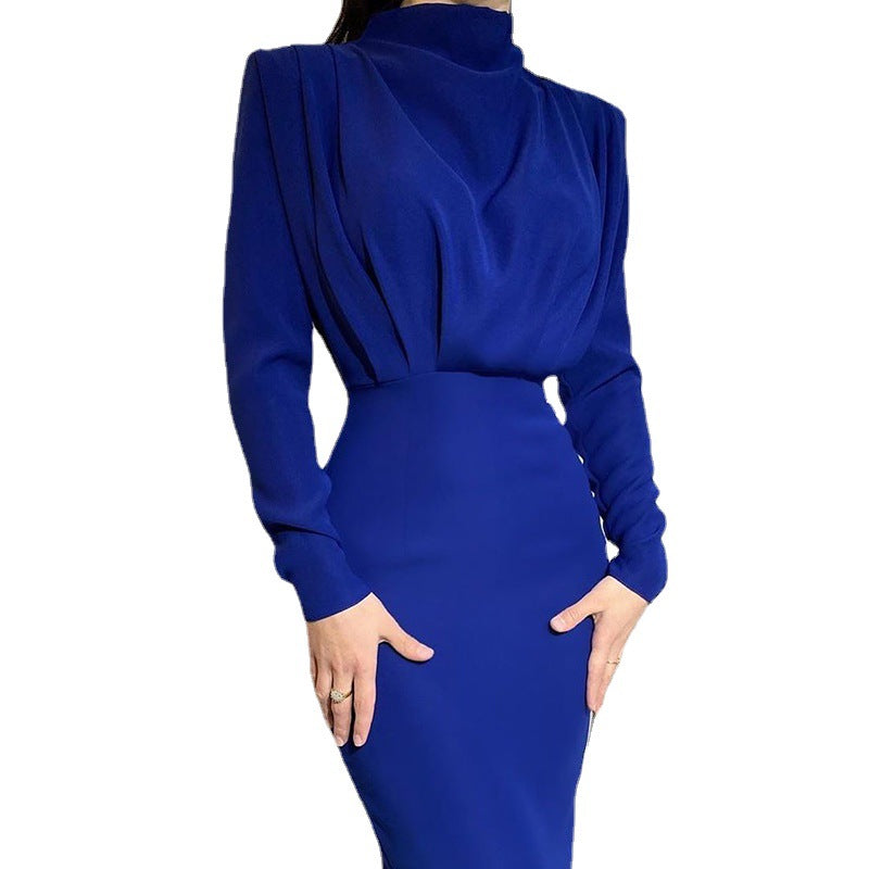 Damen Elegantes Wickelkleid mit Raffungen und langem Schnitt R&B