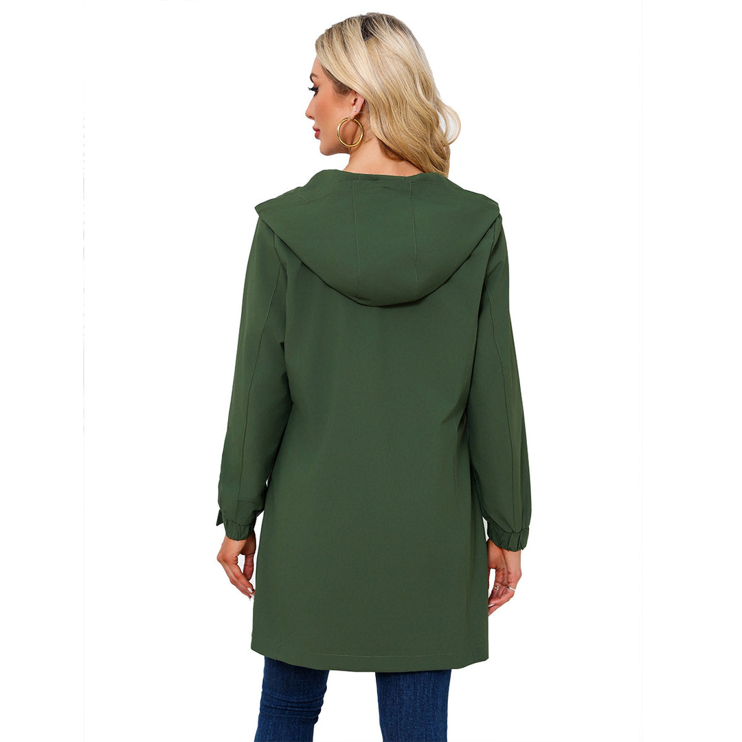 Damen modische Regenjacke mit Kapuze und praktischen Taschen R&B