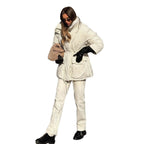 Oversized Daunenjacke Damen mit Taschen und Gürtel