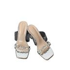 Damen elegante transparente High Heels mit funkelnden Strass-Applikationen R&B
