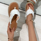 Damen flauschige Zehentrenner-Sandalen mit weichem Fußbett und trendigem Design R&B
