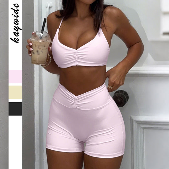 Damen Sport-Bikini-Set mit hoch geschnittenem Höschen und raffinierten Rüschendetails R&B